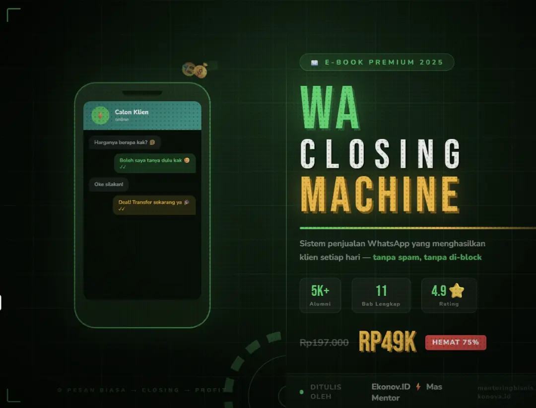 📱 E-Book Premium · WA Closing System